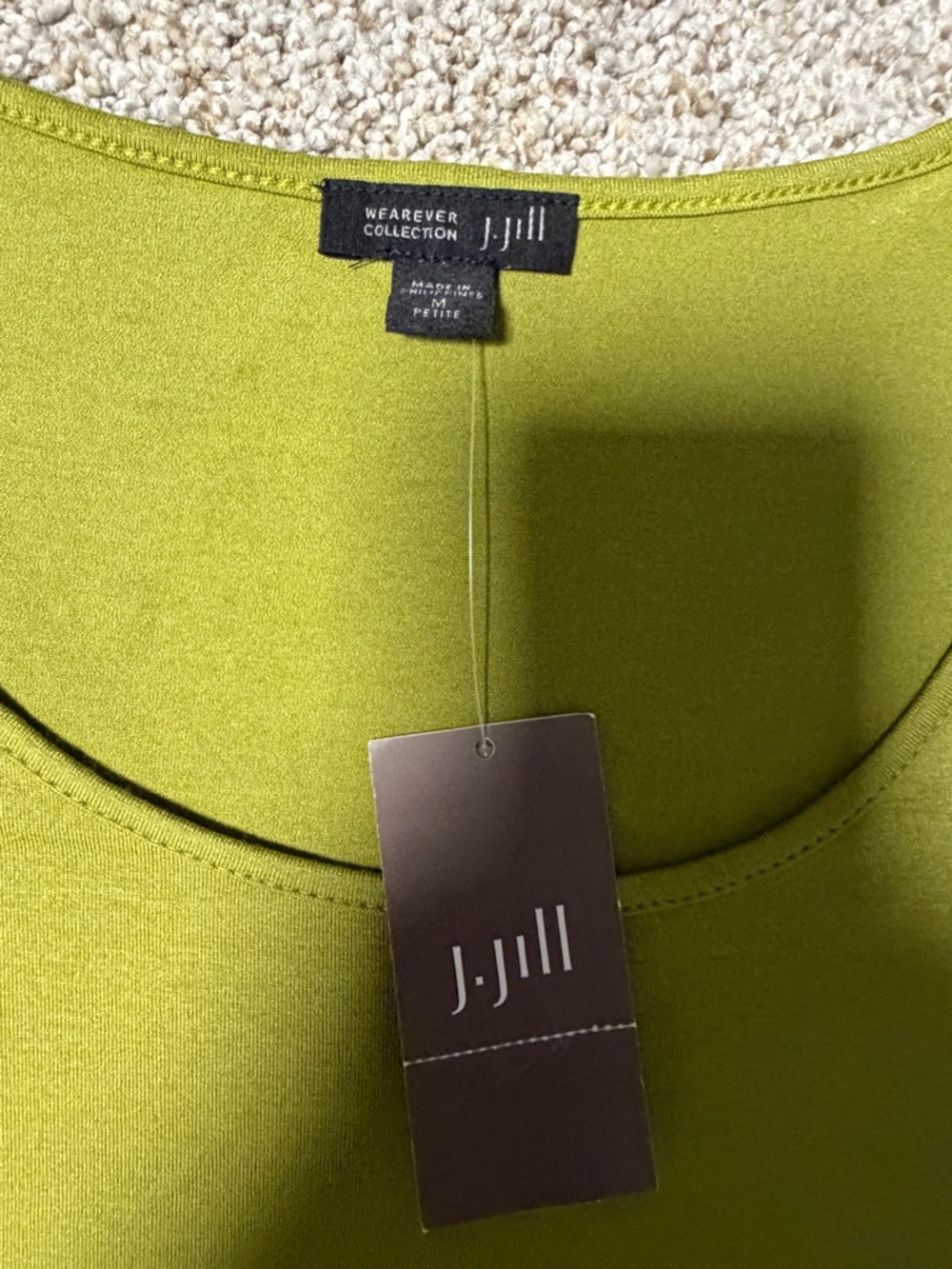 J. Jill Olive Green Scoop Neck 3/4 Sleeve Tunic - Picture 2 of 5